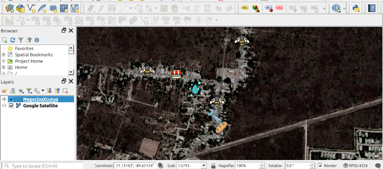 Interfaz de trabajo en QGIS 1